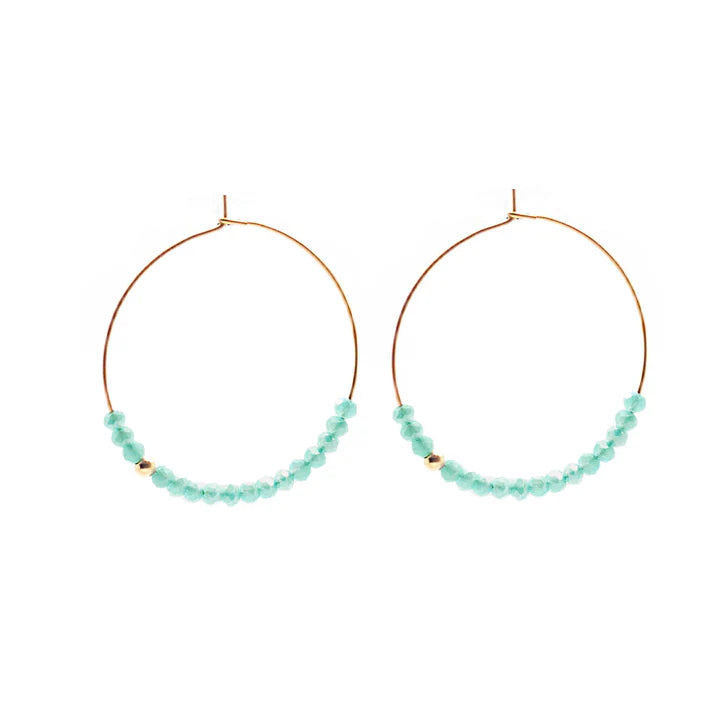 Salty Cali - Sprinkle Hoops ~ Salty Beads - Cyan/Gold Plated