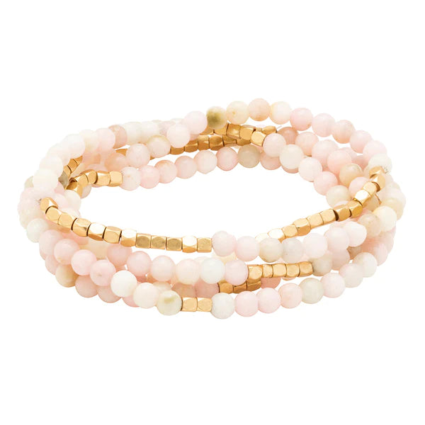 Stone Wrap Bracelet/Necklace Pink Opal/Gold - Stone of Renewal