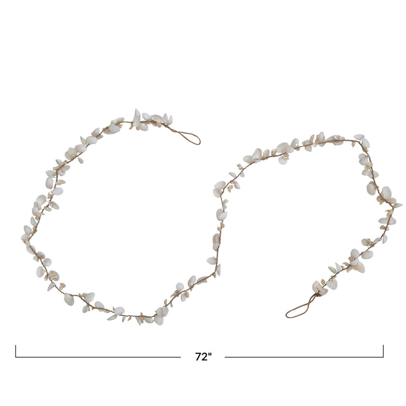 72"L Jute, Shell & Metal Wire Garland w/ Beads