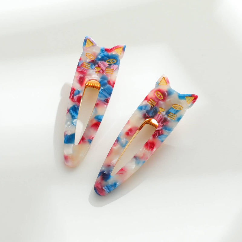Elodie | Pointed Cat Face Barrette Hair Clip (Set of 2)