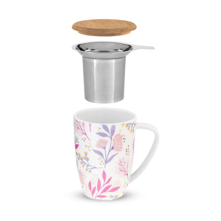 PINKY UP BAILEY: BOTANICAL BLISS CERAMIC TEA MUG & INFUSER