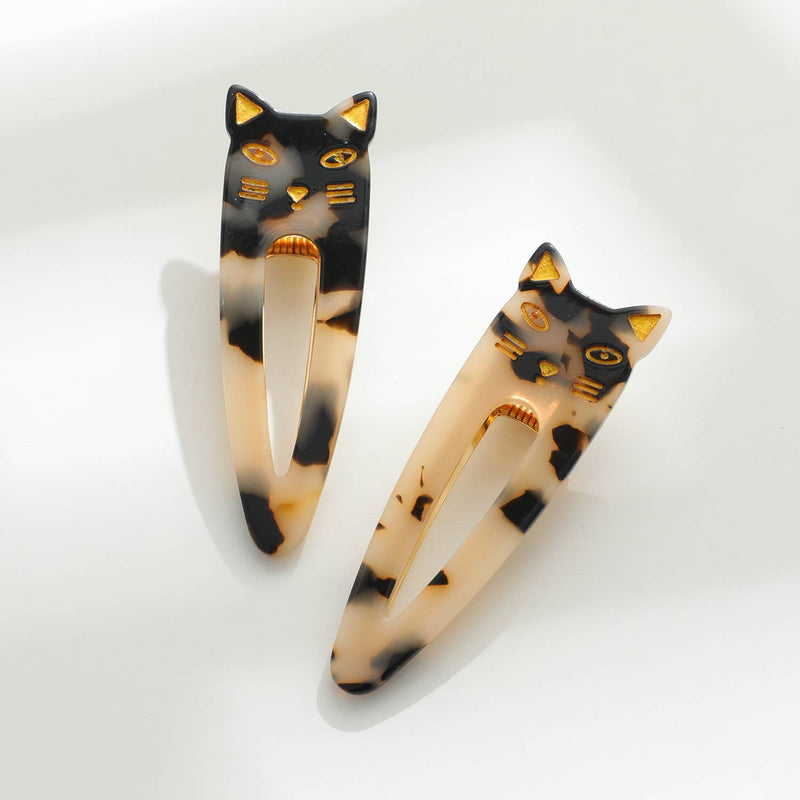Elodie | Pointed Cat Face Barrette Hair Clip (Set of 2)