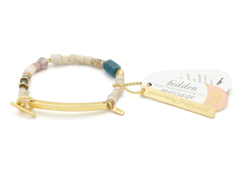 Hidden Message Bracelet - F♥cking Great/Blue Apatite/Gold
