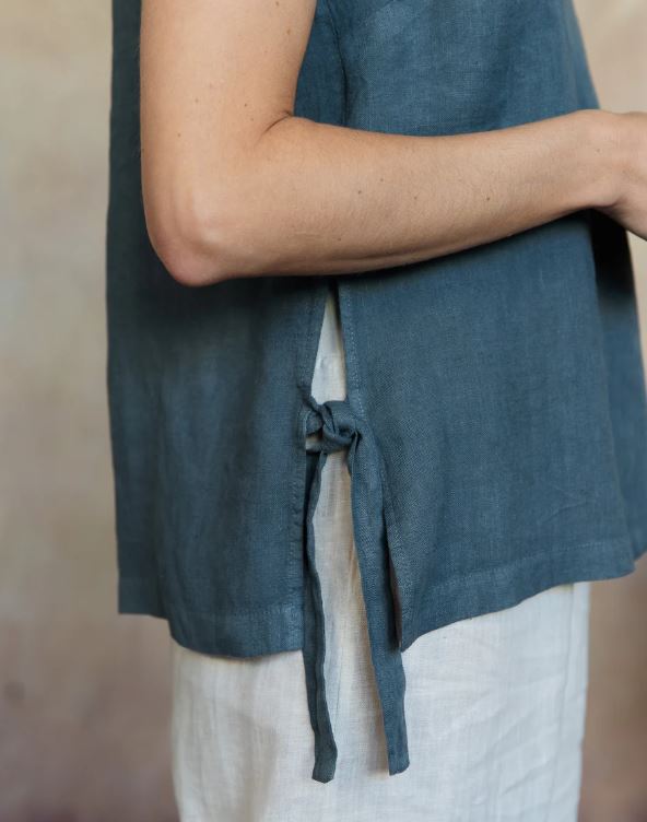 FINAL SALE Brina Linen Top - Washed Grey