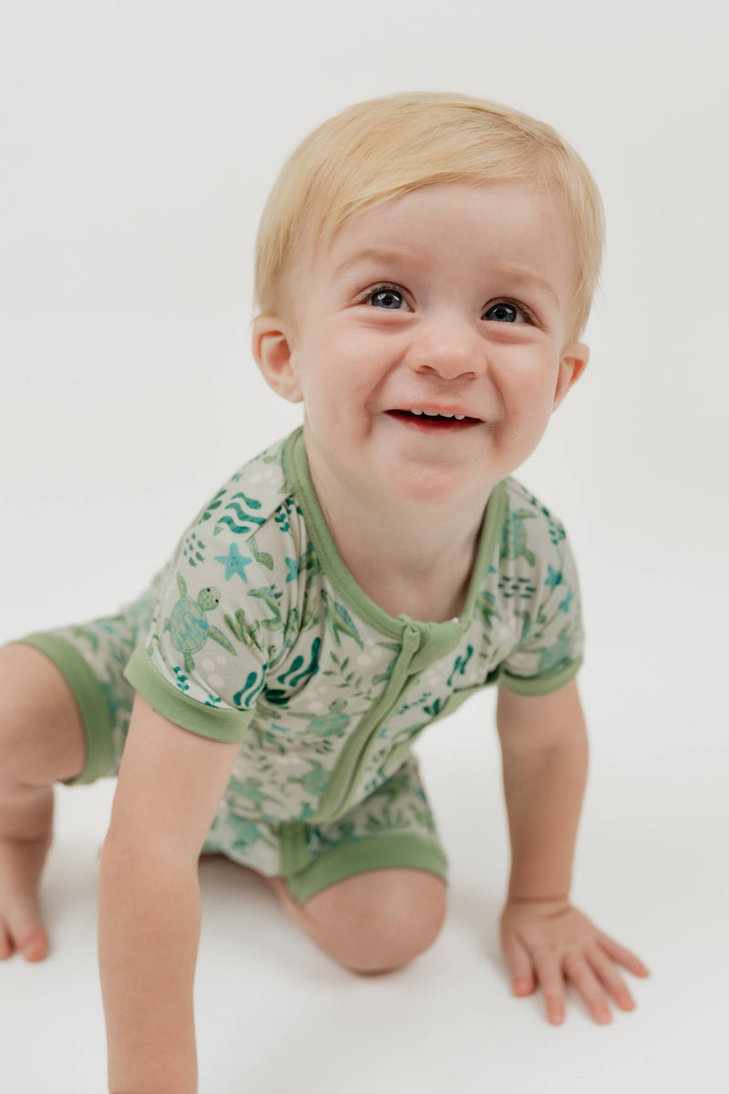 Save the Sea Turtles Bamboo Baby Shortie Romper