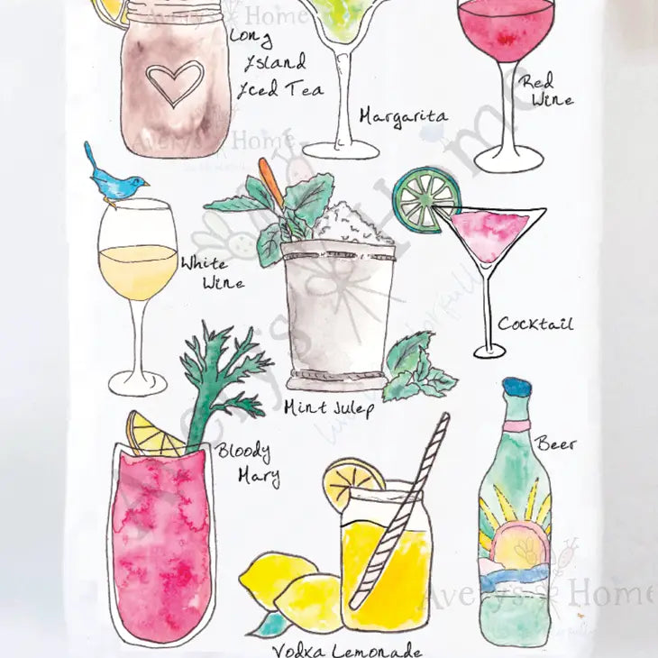 Favorite Alcohol Cocktails Funny Kitchen Towel