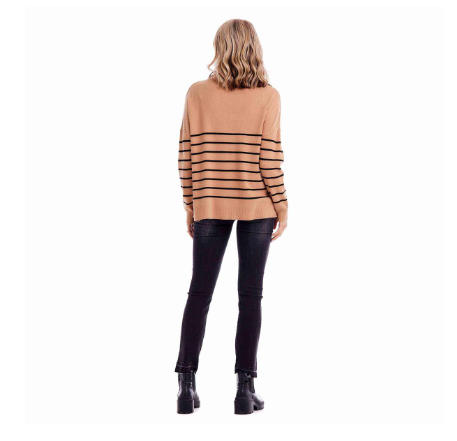 Mud Pie Carlisle Stripe Pullover - Tan