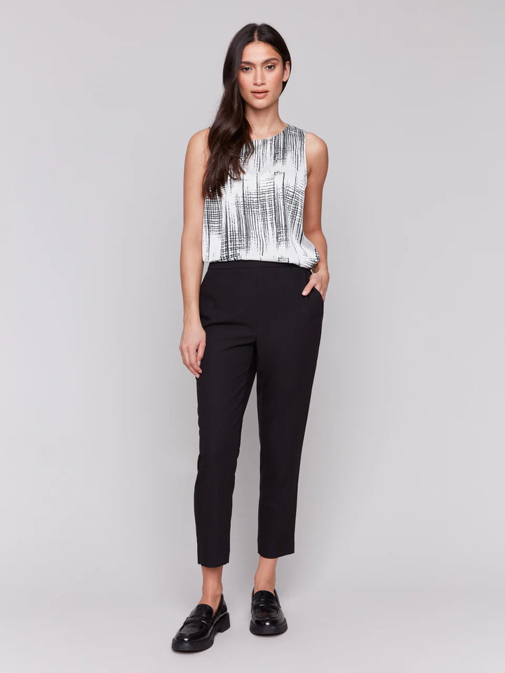 FINAL SALE Charlie B Crepe Pull-On Cropped Pants - Black