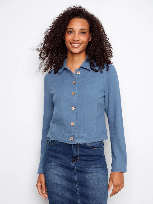 Charlie B Linen Blend Jacket - Denim