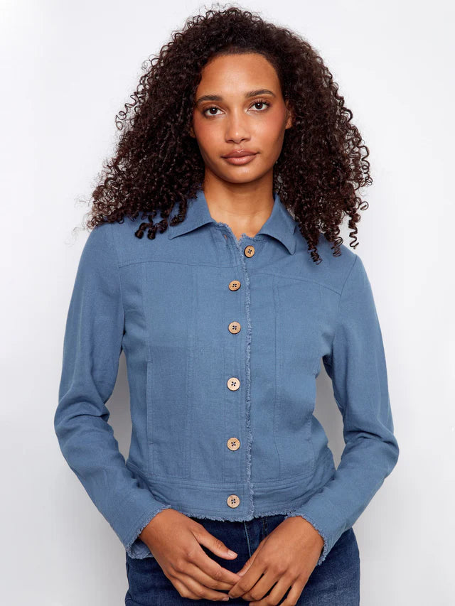 Charlie B Linen Blend Jacket - Denim