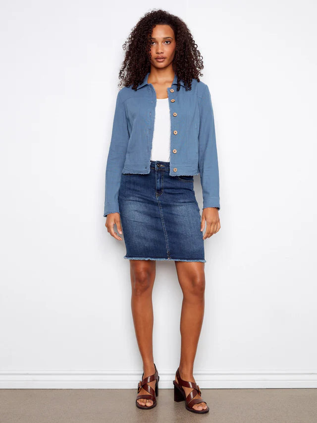 Charlie B Linen Blend Jacket - Denim