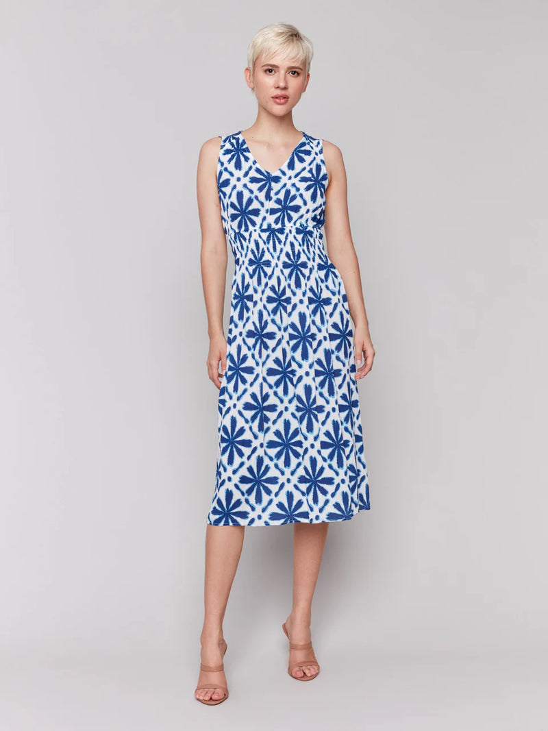 Charlie B Printed Sleeveless Empire Waist Dress - Mosaic