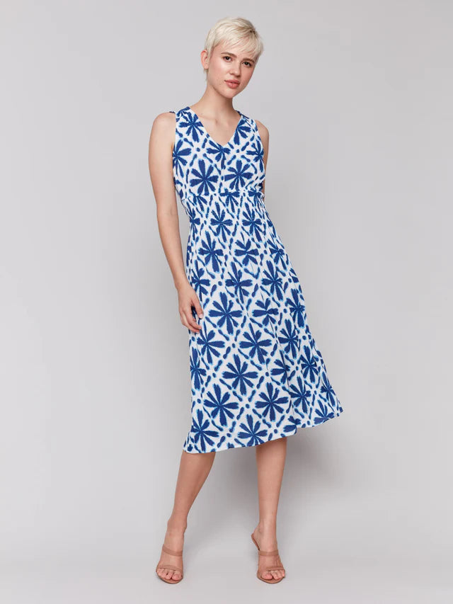 Charlie B Printed Sleeveless Empire Waist Dress - Mosaic