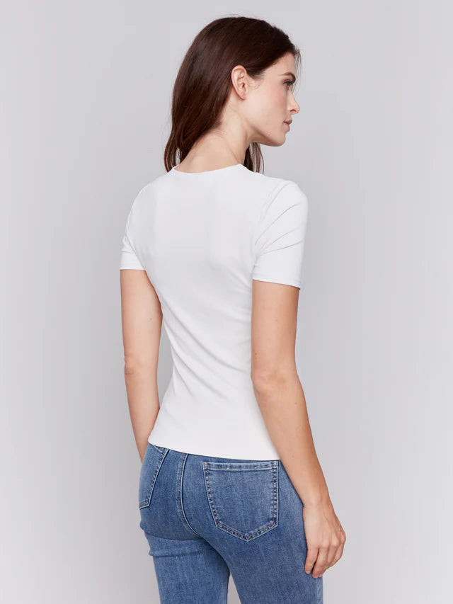 FINAL SALE Charlie B. Super Stretch Top Double Clothe Knit - Natural