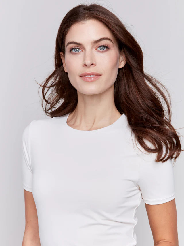 FINAL SALE Charlie B. Super Stretch Top Double Clothe Knit - Natural