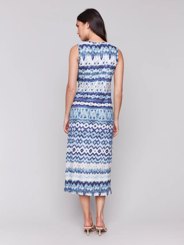 Charlie B Sleeveless Cotton Dress with Faux Knot Detail - Lake Tahoe