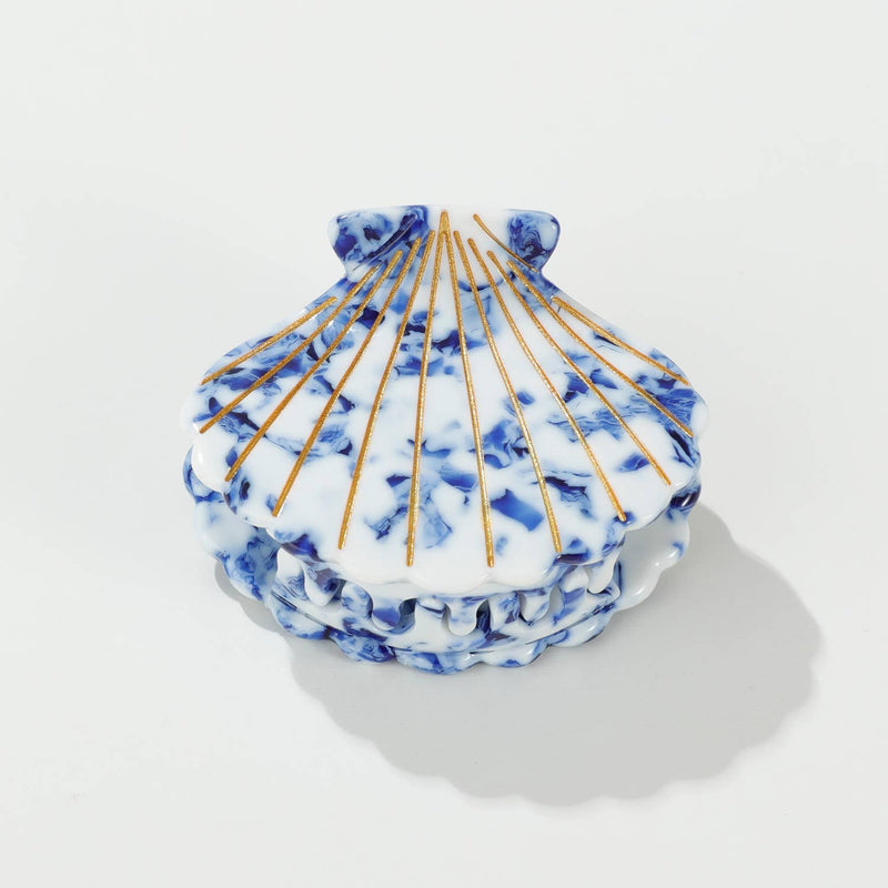 Coastal Blue Seashell | Gold Painted Seashell Claw Clip