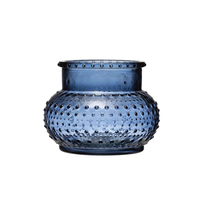 Blue Glass Hobnail Candle Holder or Vase