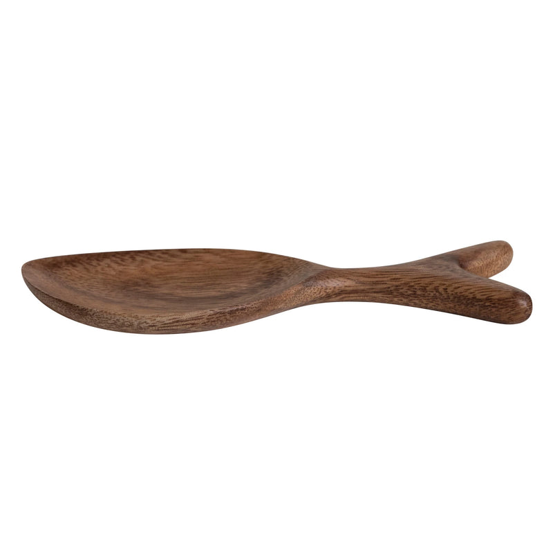 7" Acacia Wood Fish Shaped Dish, Natural