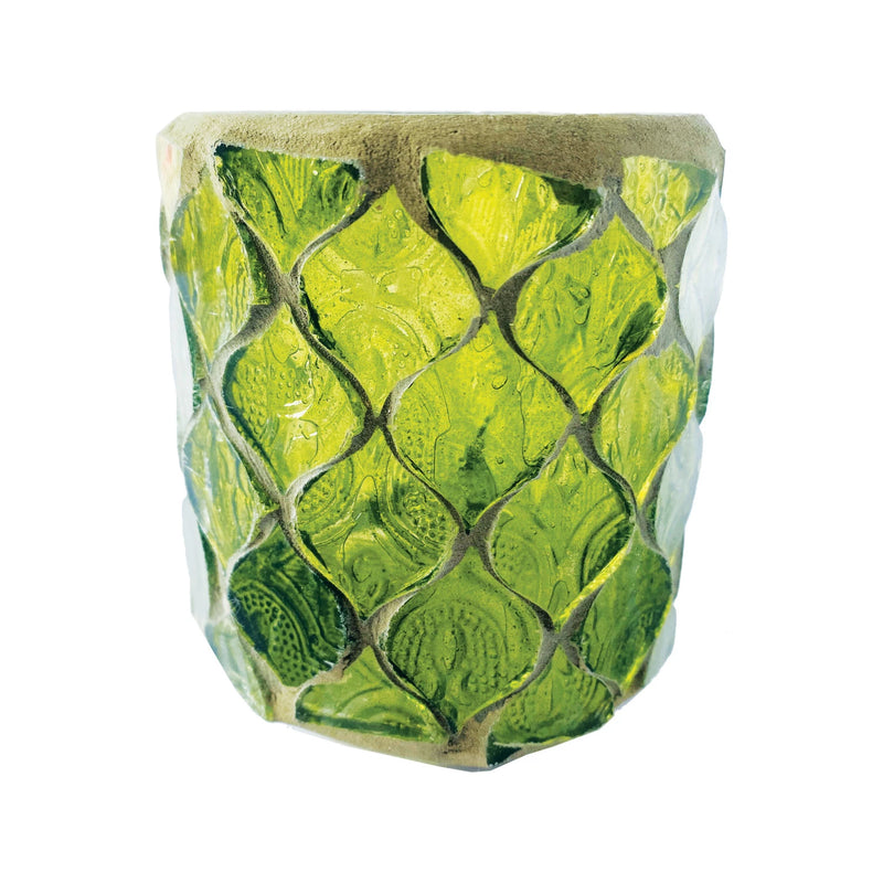 FINAL SALE Recycled Glass Mosaic Tealight/Votive Holder - Green
