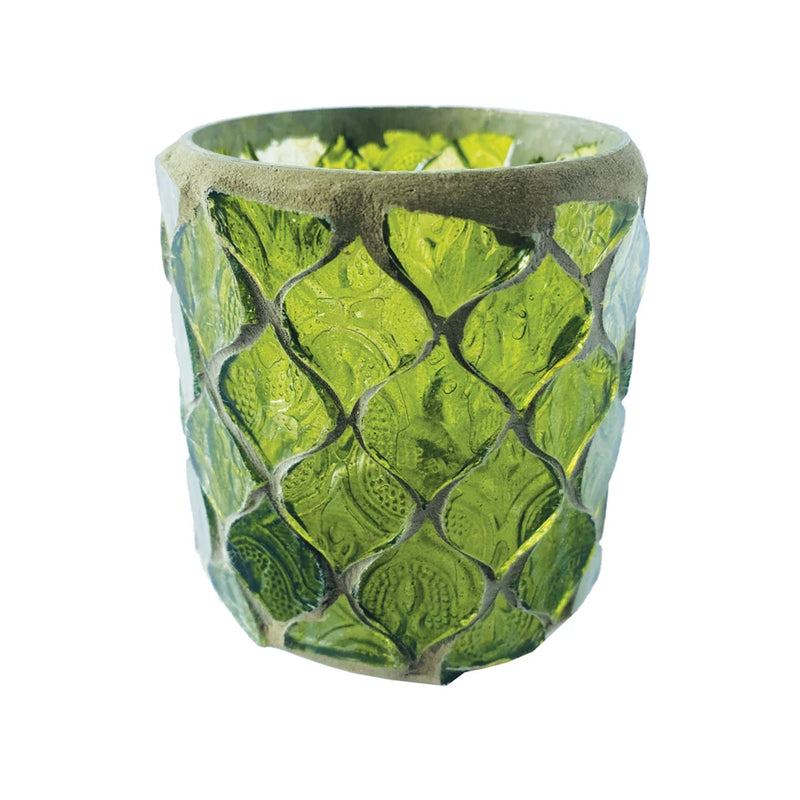 FINAL SALE Recycled Glass Mosaic Tealight/Votive Holder - Green