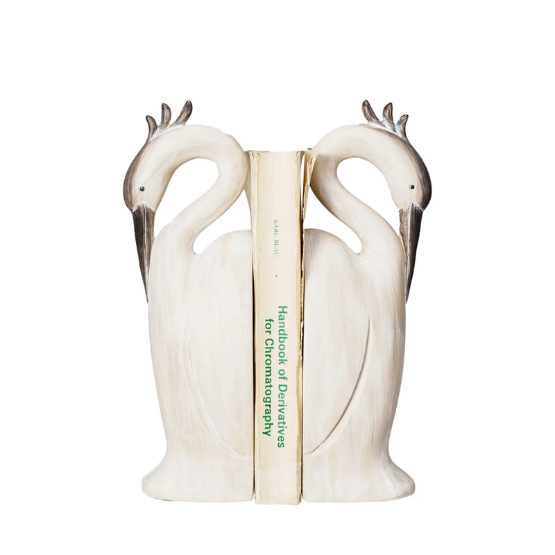Resin Heron Shaped Bookends, Set of 2