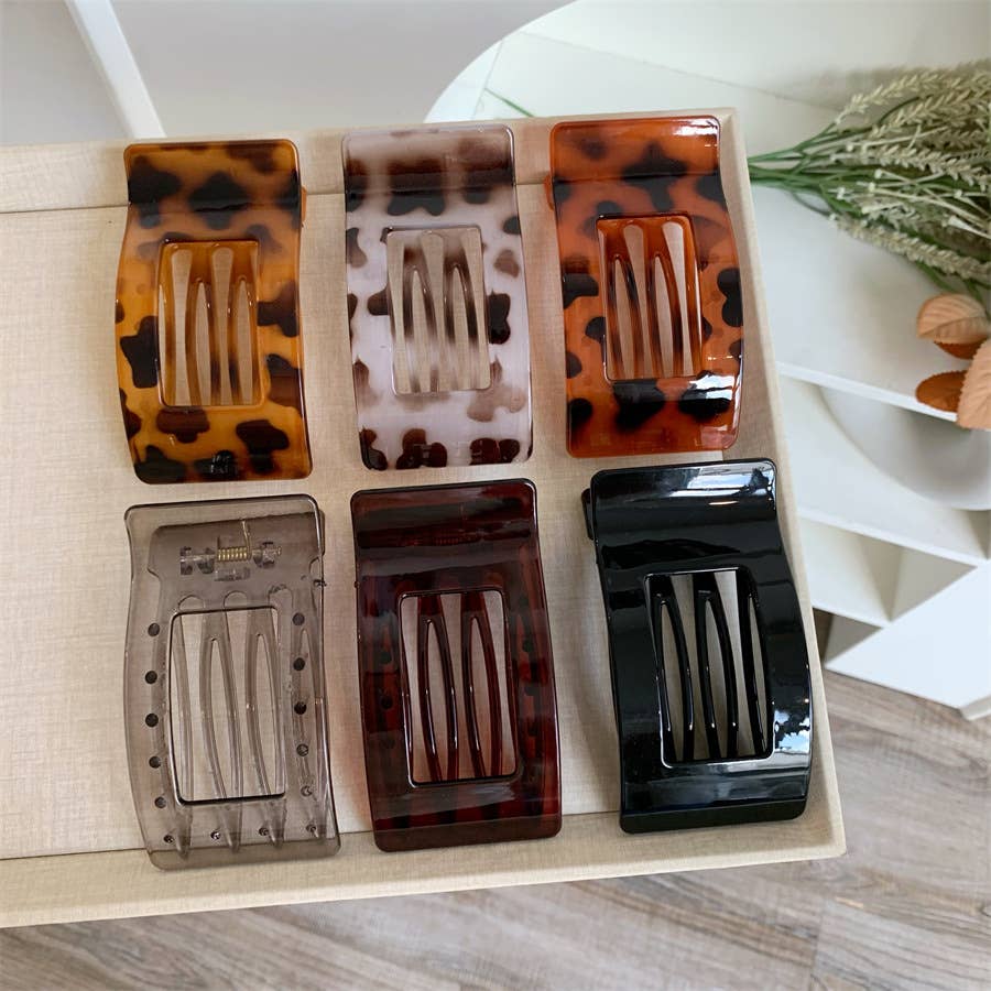 Elegant Rectangle Tortoiseshell &amp; Solid Color Hair Clips