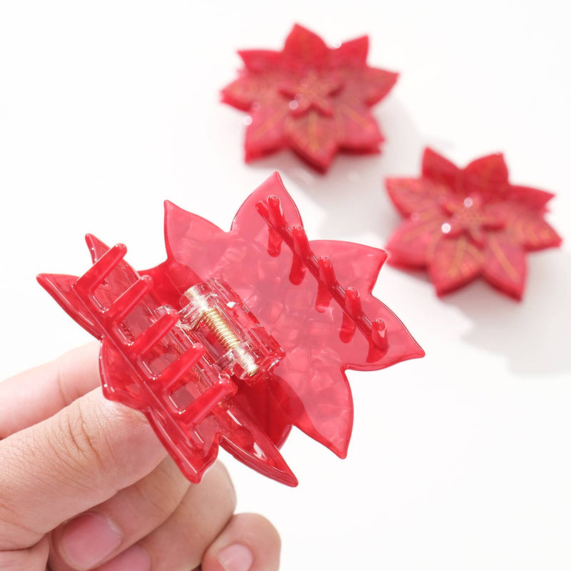 Red Poinsettia | Holiday Claw Clip