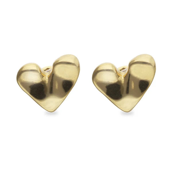 UNODE50 Gold Heart Shaped Stud Earrings