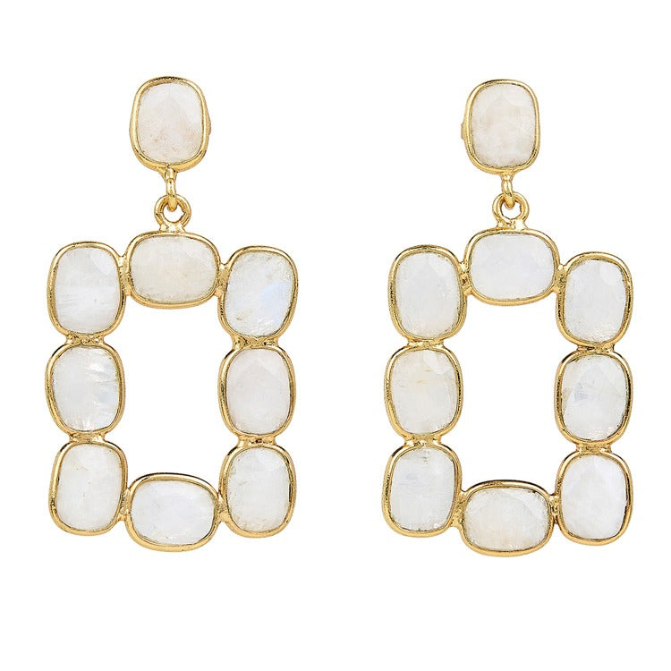 Elyssa Bass Designs Moonstone rectangular bezel open drop earrings