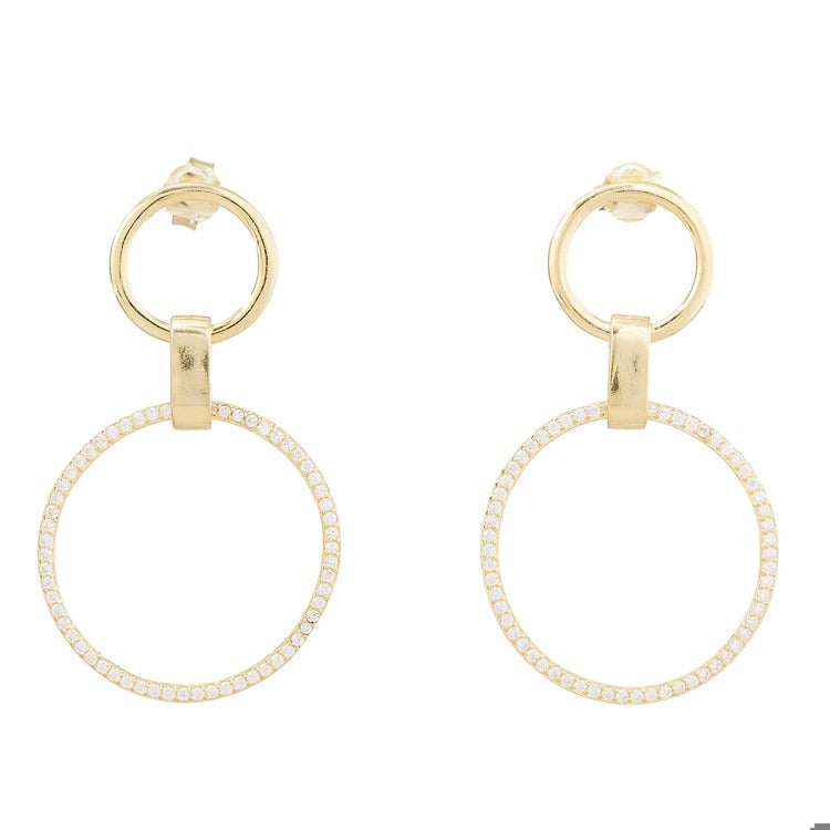 Elyssa Bass Designs Gold double circle earrings with large cz circle