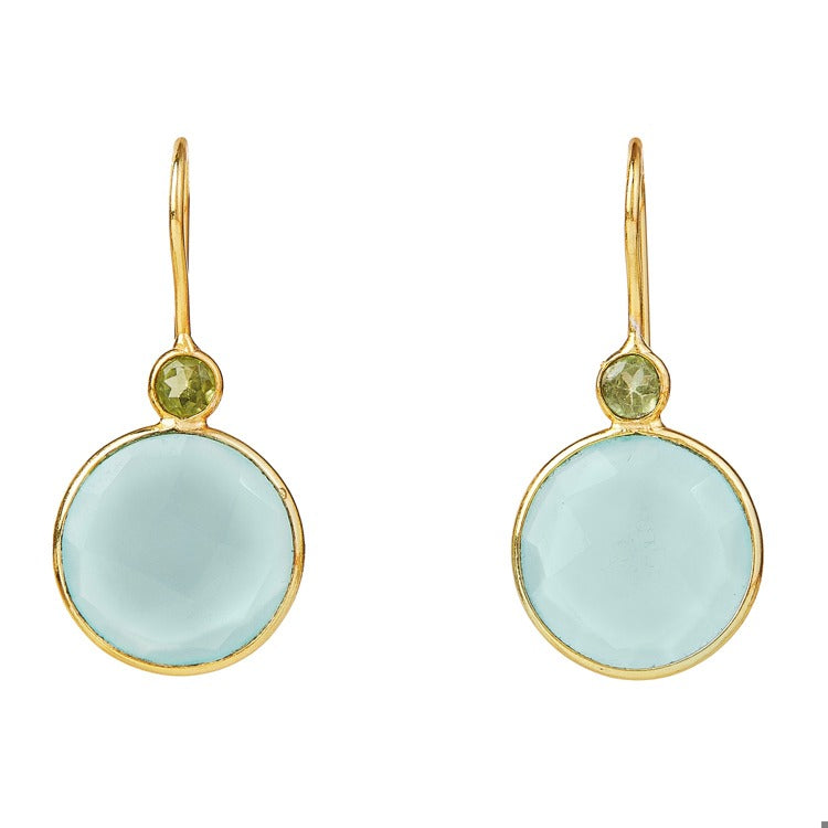Elyssa Bass Designs Chalcedony & Peridot double round earrings