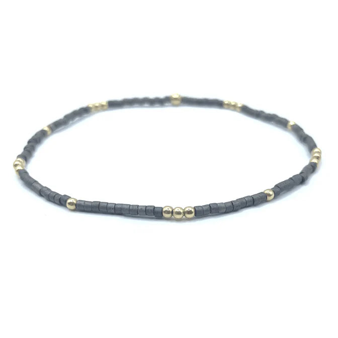 Erin Gray - 2mm Newport GRAPHITE + Gold Filled Waterproof Bracelet