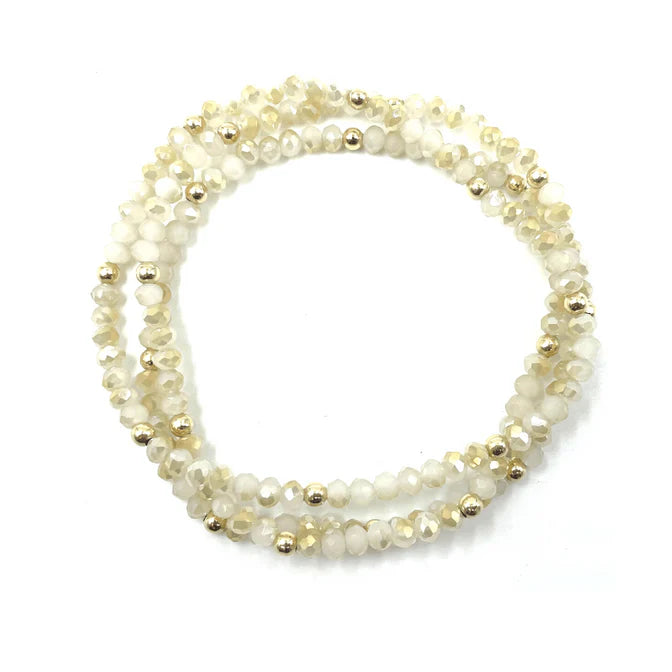 Erin Gray - OG Shimmer Bracelet Stack in Winter White + Gold Filled