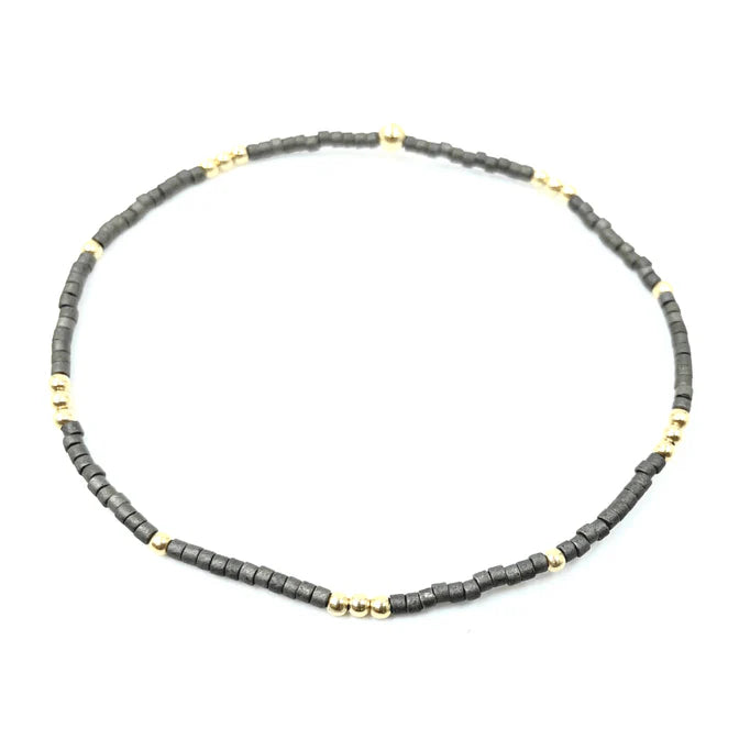 Erin Gray - 2mm Newport GRAPHITE + Gold Filled Waterproof Bracelet