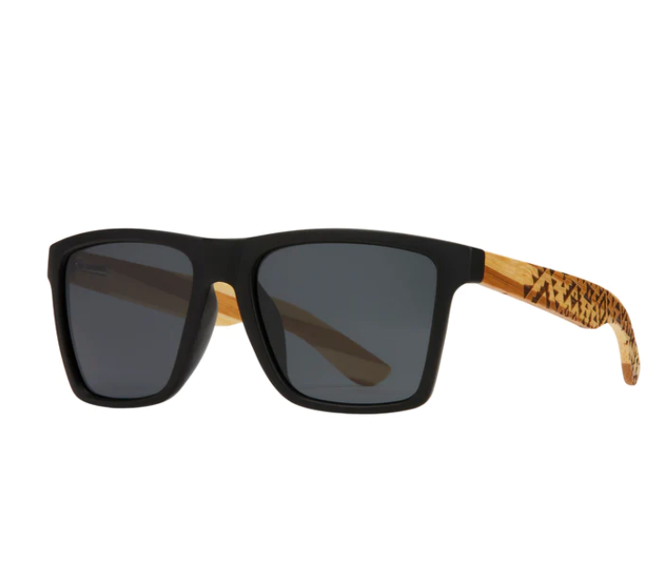 Blue Planet Polarized Sunglasses - Everest Matte Black/Tribal Wood/Smoke