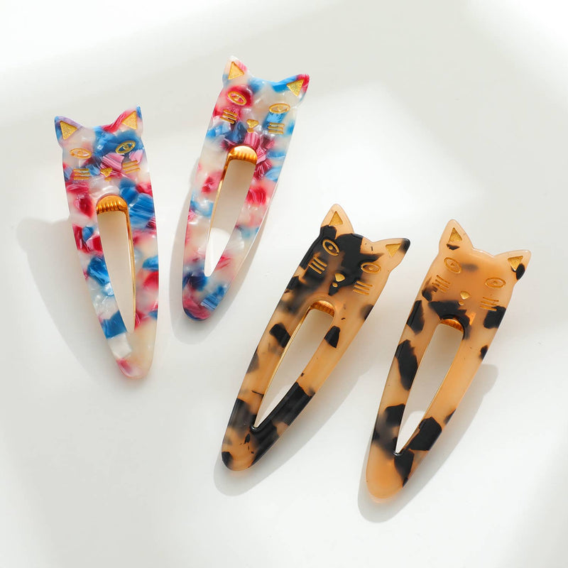 Elodie | Pointed Cat Face Barrette Hair Clip (Set of 2)