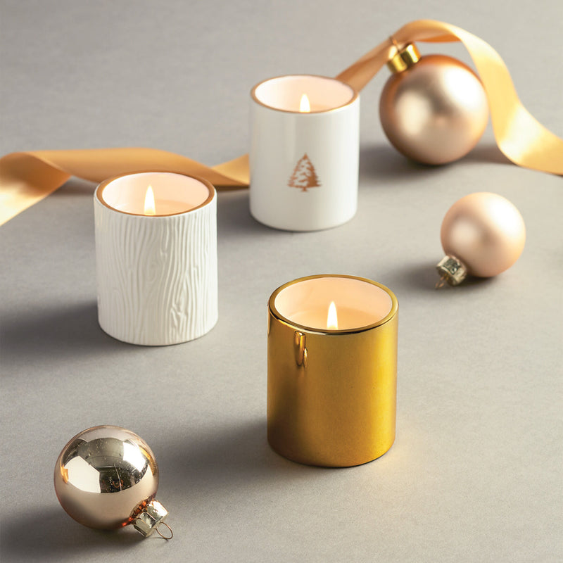 Thymes Frasier Fir Gilded Poured Candle Trio Set