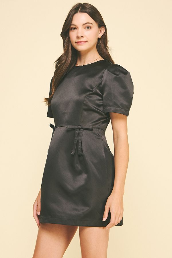 Ribbon Detail Holiday Dress in Black