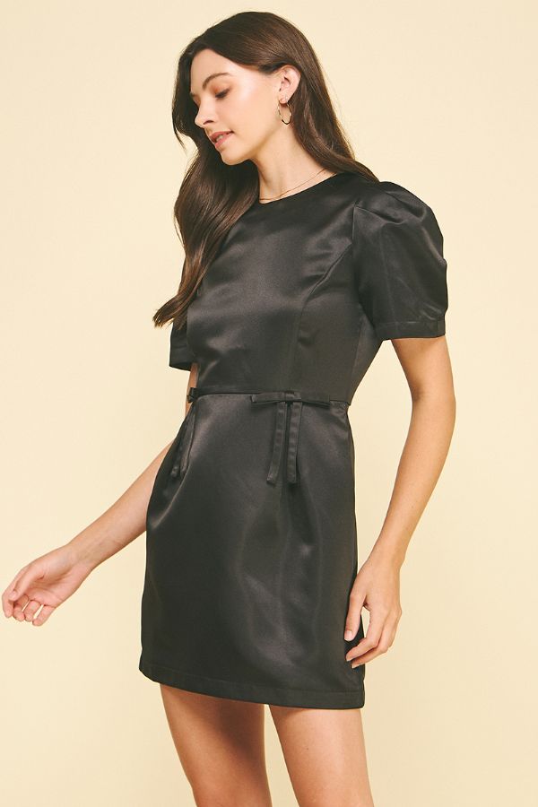 Ribbon Detail Holiday Dress in Black