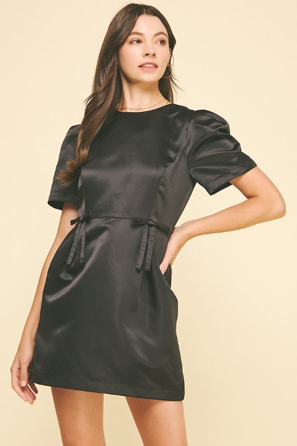 Ribbon Detail Holiday Dress in Black