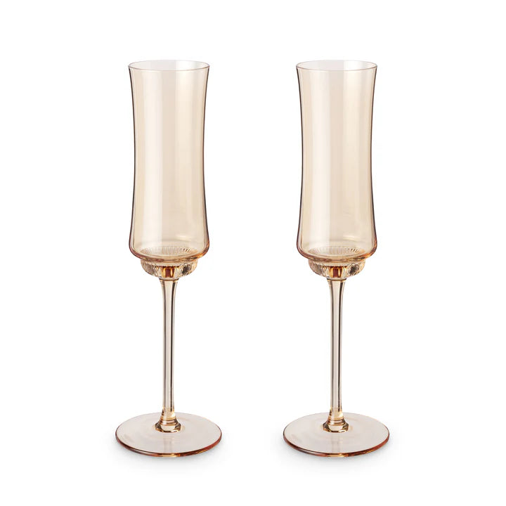 Tulip Champagne Flutes in Amber