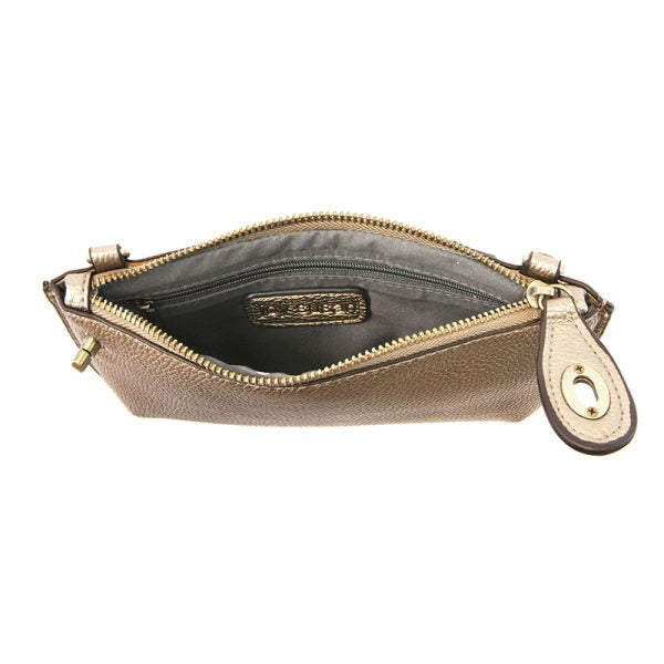 Joy Susan Mini Crossbody Wristlet Clutch - Metallic Light Bronze