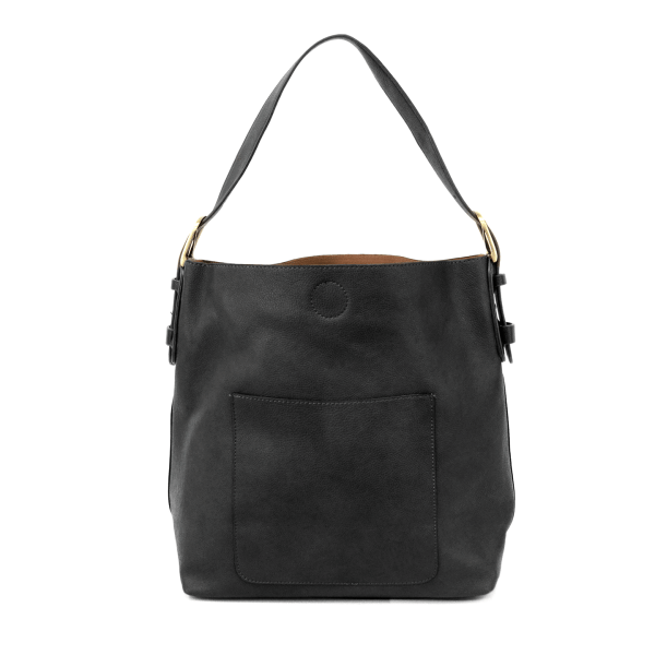 Joy Susan Classic Hobo Handbag - Black w/ Black Handle