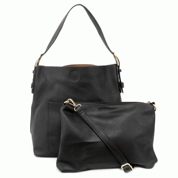 Joy Susan Classic Hobo Handbag - Black w/ Black Handle