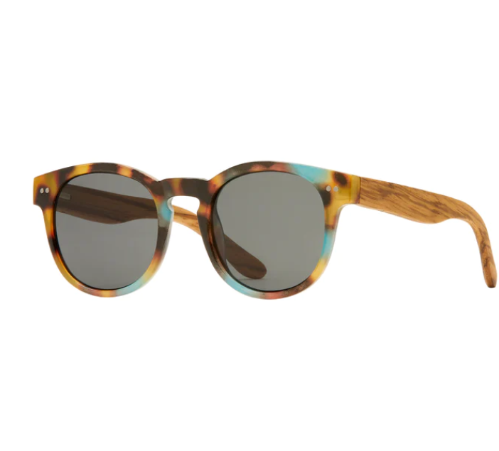 Blue Planet Polarized Sunglasses - Ledger- Honey Tortoise/Turquoise/Walnut Wood/Brown