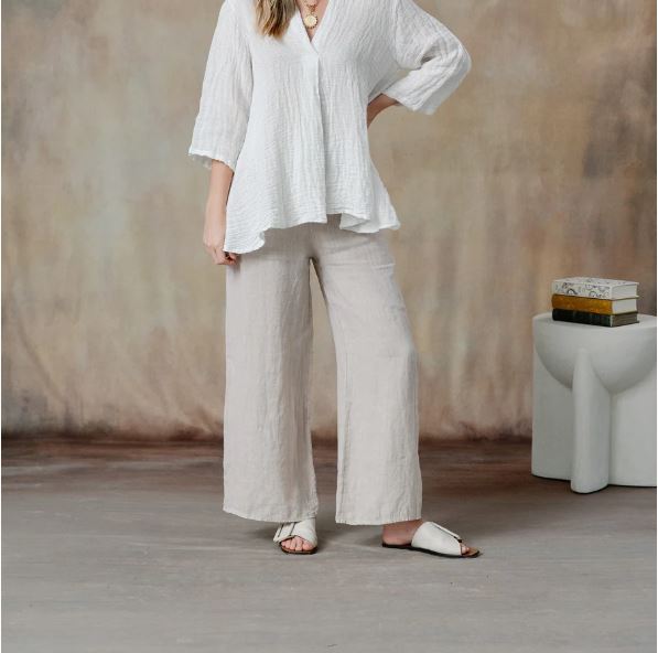 FINAL SALE Lenore Linen Pant - Light Buff