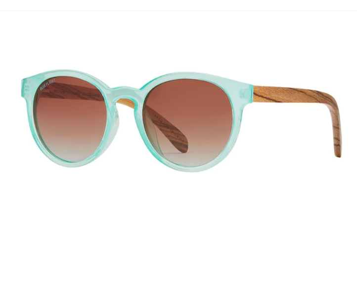 Blue Planet Polarized Sunglasses - Reagan Seafoam Green/Walnut Wood/Gradient Brown