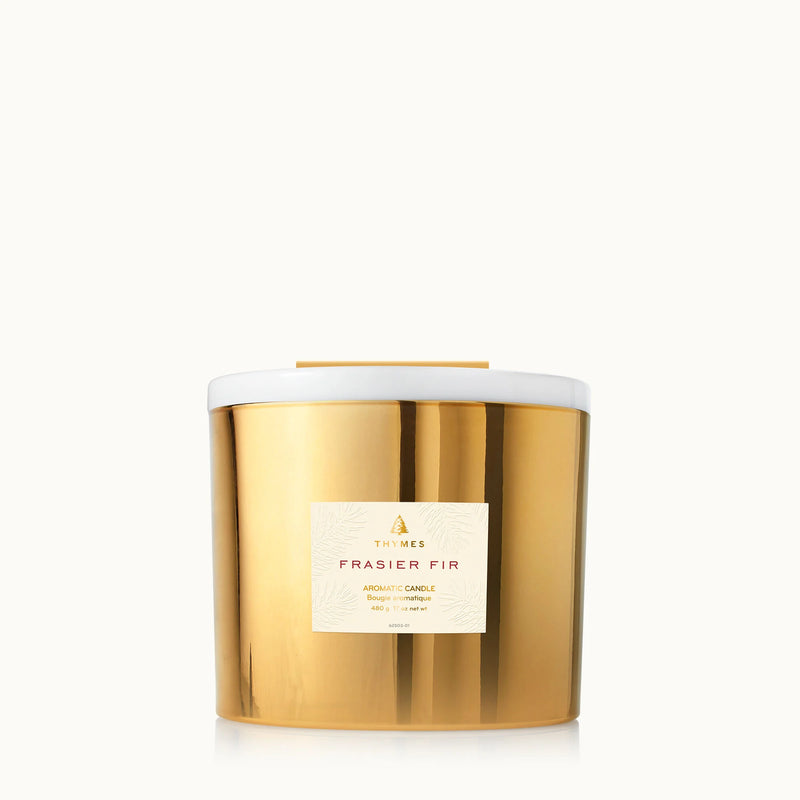 Thymes Frasier Fir Gilded Poured Candle 3-Wick Gold