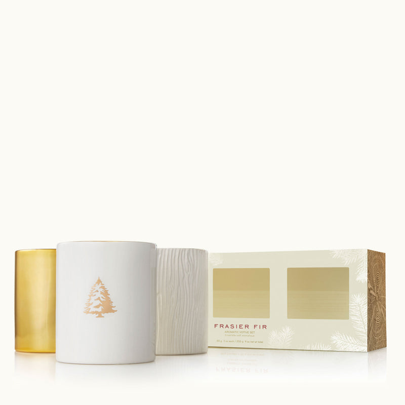Thymes Frasier Fir Gilded Poured Candle Trio Set